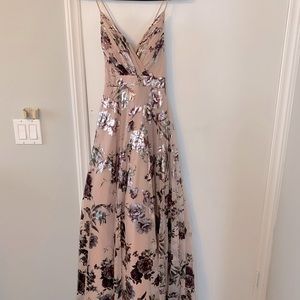 City studio foil floral printed maxi back long dress size 5